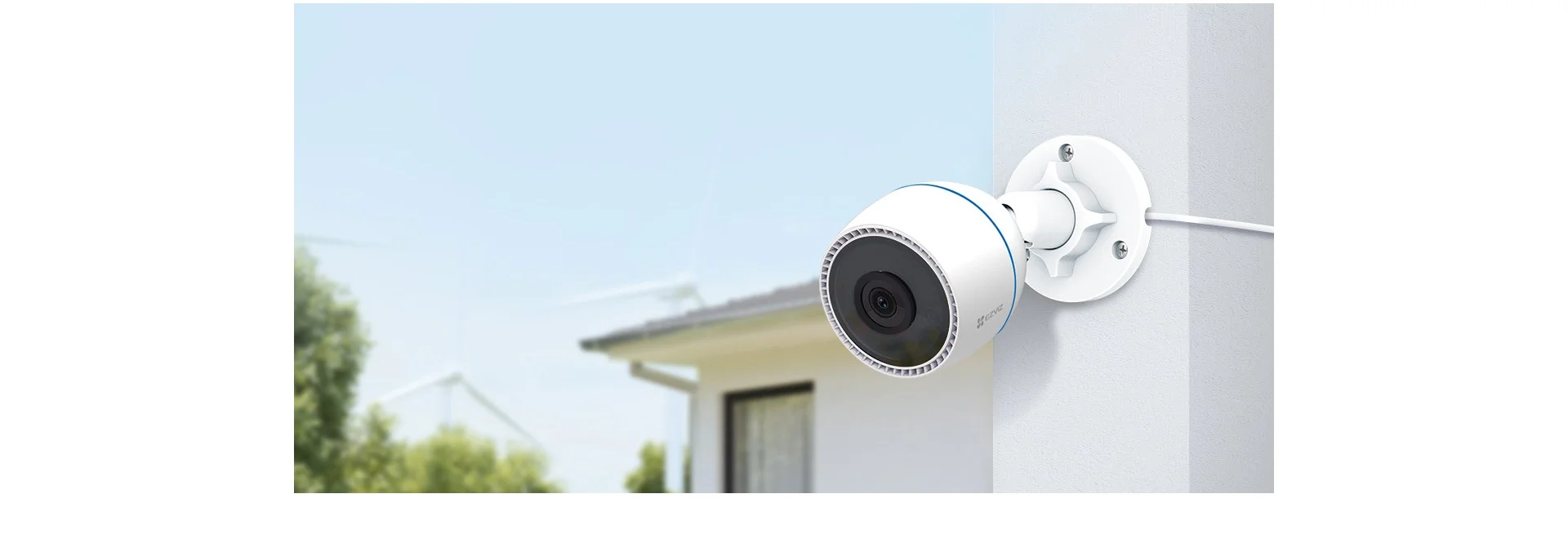EZVIZ H3c 2MP camera mounted on outdoor wall