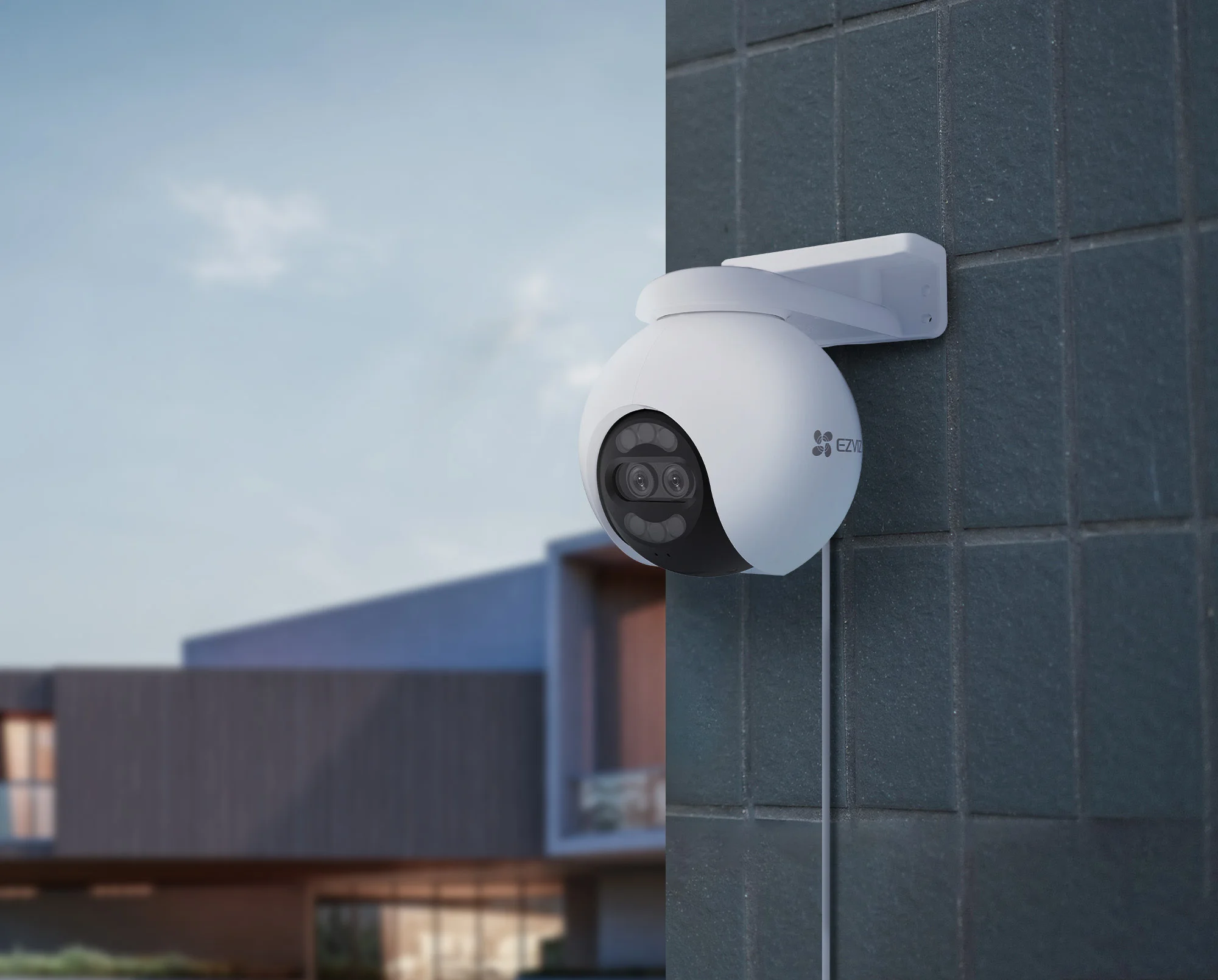 EZVIZ H80x Dual 4K camera mounted on outdoor wall