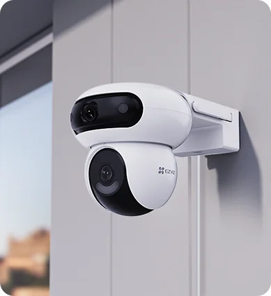EZVIZ H90 Dual 2K camera mounted on outdoor wall