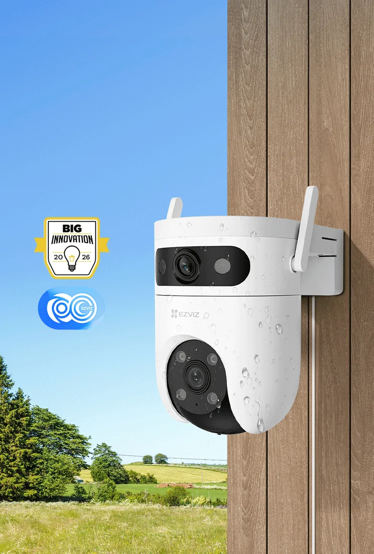 EZVIZ H9c Dual 2K 4G camera close-up mounted on outdoor wall