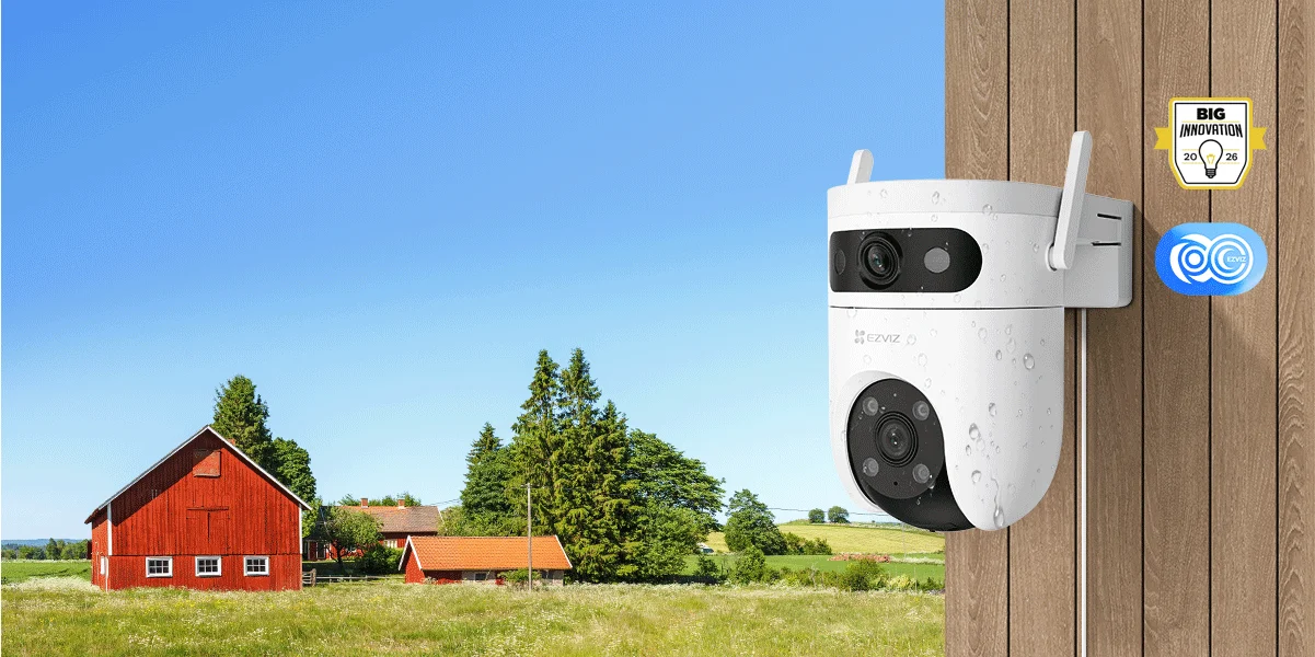 EZVIZ H9c Dual 2K 4G camera mounted on an outdoor wall