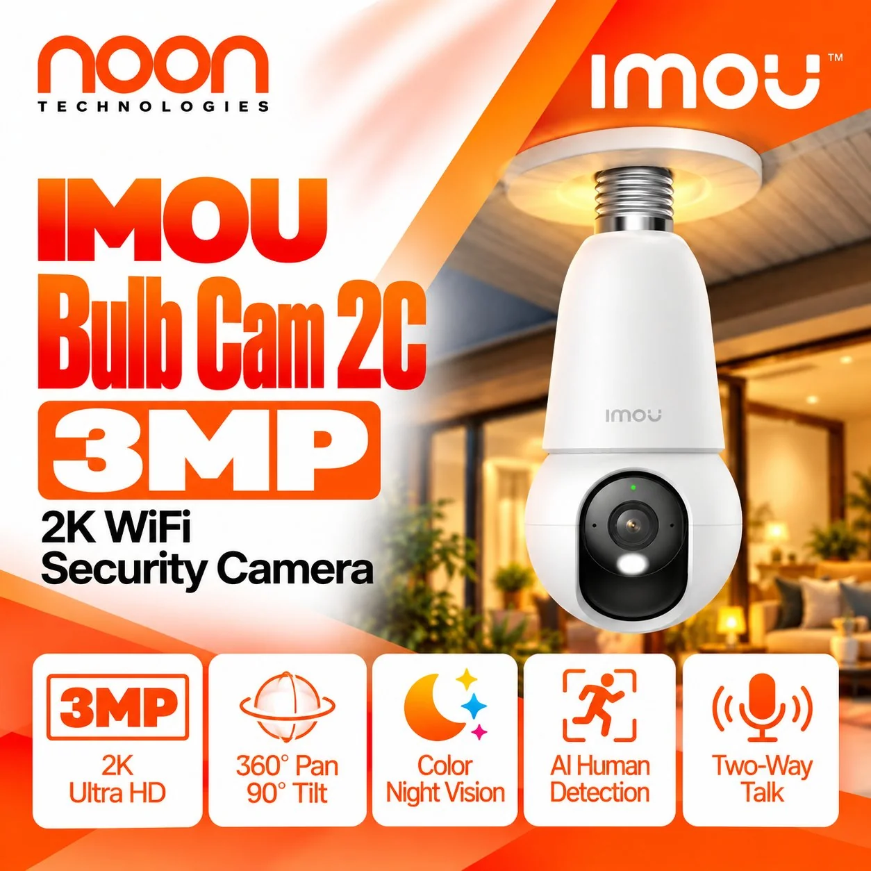 IMOU Bulb Cam 2C 3MP 2K WiFi Security Camera