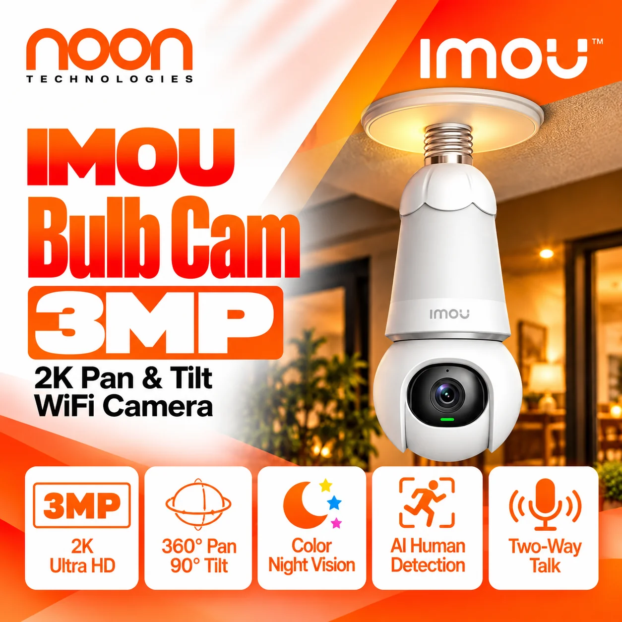IMOU Bulb Cam 3MP 2K Pan & Tilt WiFi Camera