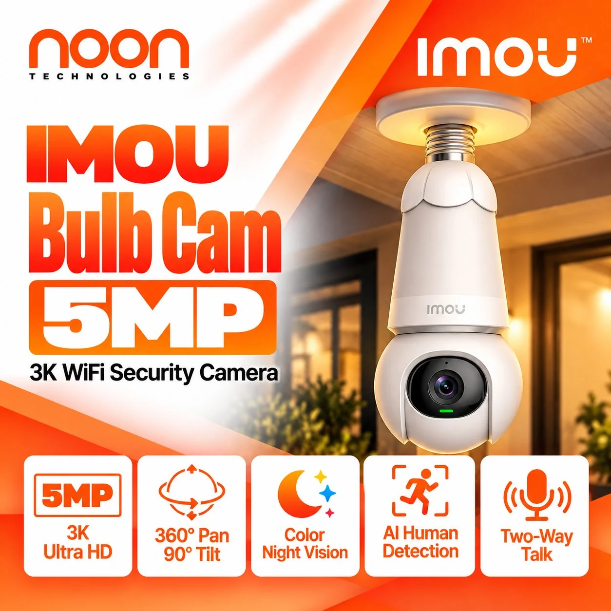 IMOU Bulb Cam 5MP 3K WiFi Security Camera